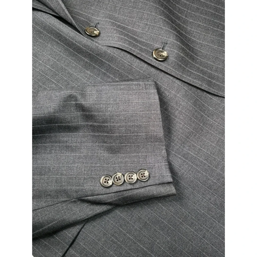Lauren Ralph Lauren Mens Wool Sport Coat 48R Charcoal Pinstripe 2 Button Blazer